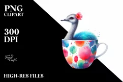 Vibrant Watercolor Moa in Cup | Sublimation | Clipart Product Image 3