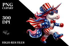 Patriotic Unicorn with Vintage Wear, Vibrant PNG Product Image 2