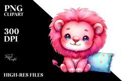 cute Baby Lion with Pillow PNG Product Image 2