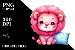 cute Baby Lion with Pillow PNG Product Image 2