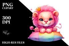 Cute Resting Pink-ish Lion PNG Product Image 2