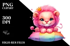 Cute Resting Pink-ish Lion PNG Product Image 2