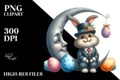 Goofy Bunny on Half Moon PNG Product Image 2