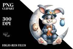 Goofy Bunny on Half Moon PNG Product Image 2