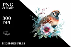 Vibrant Watercolor Quail Above Flower | Sublimation | Product Image 3