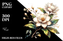 Gardenia with Watercolor Splash PNG Product Image 2
