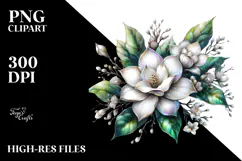 Gardenia with Watercolor Splash PNG Product Image 2