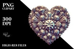 Retro Heart Made of Broken Diamonds, PNG Product Image 2