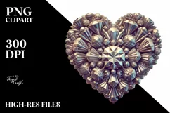 Retro Heart Made of Broken Diamonds, PNG Product Image 2