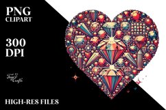 Retro Diamond Heart, PNG Product Image 2