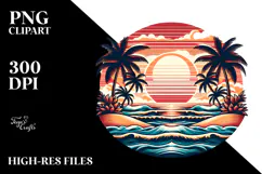 Retro Tropical Beach Sunset, 20 oz Tumbler Product Image 2