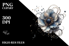 Watercolor Anemone Metallic Frame PNG Product Image 2