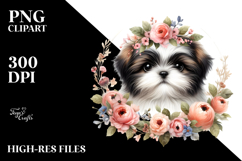 Baby Shih Tzu Floral | Sublimation Clipart Product Image 2