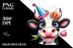 Cow Cow Portrait with Funny Goofy Smile Clipart Product Image 1