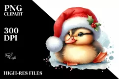 Cute Baby Duck with Santa Hat PNG Product Image 1