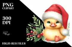Cute Baby Duck with Santa Hat PNG Product Image 1