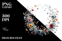 Colorful Floral Frame with Wild Flowers, Transparent PNG Product Image 2