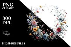 Colorful Floral Frame with Wild Flowers, Transparent PNG Product Image 2