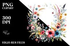 Colorful Floral Frame with Wild Flowers, Transparent PNG Product Image 2