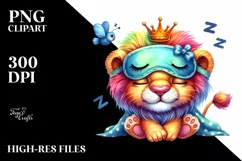 Cute Baby Lion with Sleeping Mask | Sublimation Clipart Product Image 1