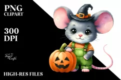 Vibrant Halloween Baby Mouse Pumpkin | Clipart Product Image 1