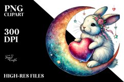 Adorned Rabbit on Moon PNG Product Image 2
