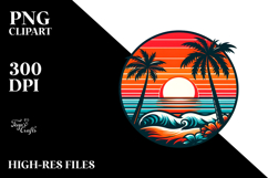 Retro Tropical Beach Sunset Clipart Product Image 2