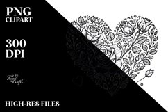 Lineart Roses Heart Design, PNG Product Image 2