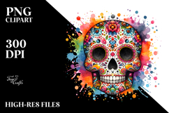 Colorful Skull with Splashes, PNG Product Image 2