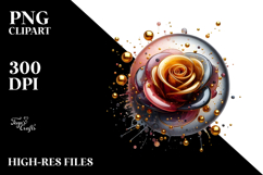 Abstract Rose with Golden Insertions PNG Product Image 2