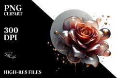 Abstract Rose with Golden Insertions PNG Product Image 2