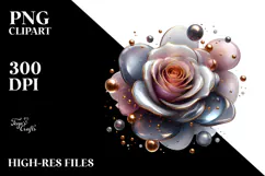 Abstract Rose with Golden Insertions PNG Product Image 2