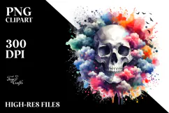Colorful Skull with Butterfly Silhouettes, Transparent PNG Product Image 2