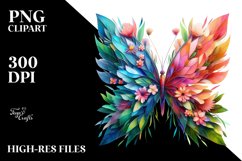 Abstract Vibrant Plant Leaves and 3D Flowers Butterfly Frame Product Image 3