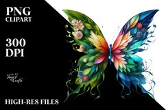 Abstract Vibrant Plant Leaves and 3D Flowers Butterfly Frame Product Image 3
