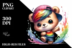 Dancing Baby Bear Watercolor PNG Product Image 1