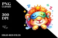 Cute Baby Lion with Sleeping Mask | Sublimation Clipart Product Image 3