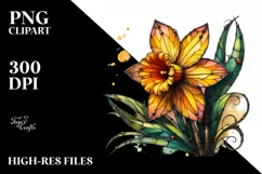 Colorful Wooden Daffodil | Clipart Product Image 1