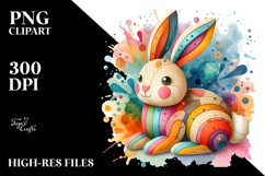 Wooden Bunny with Golden Insertions PNG Product Image 2