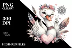 Detailed Swan Love Sign | Sublimation Clipart Product Image 3