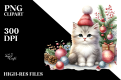 Cute Christmas Cat Sit PNG Product Image 2