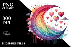 Colorful Half Moon Hearts PNG Product Image 2