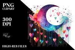 Colorful Half Moon Hearts PNG Product Image 2