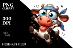 Whimsical Cow with Bandana PNG Product Image 2