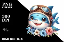 Colorful Baby Shark, Aviator Suit |Clipart Product Image 3