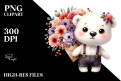 Polar Bear Standing with Flower Bouquet | Funny Expressive Product Image 2