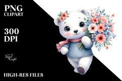 Polar Bear Standing with Flower Bouquet | Funny Expressive Product Image 2