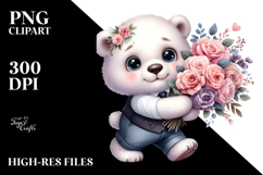 Polar Bear Standing with Flower Bouquet | Funny Expressive Product Image 2
