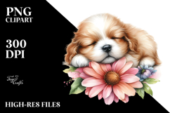 Sleeping Baby Puppy Watercolor PNG Product Image 2