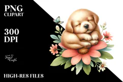 Sleeping Baby Puppy Watercolor PNG Product Image 2